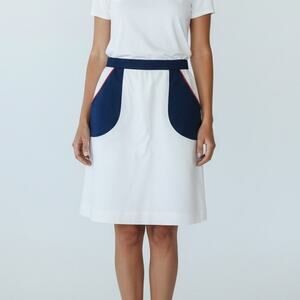 Vintage Hadley Navy White Golf Skirt with Red Piping Size M